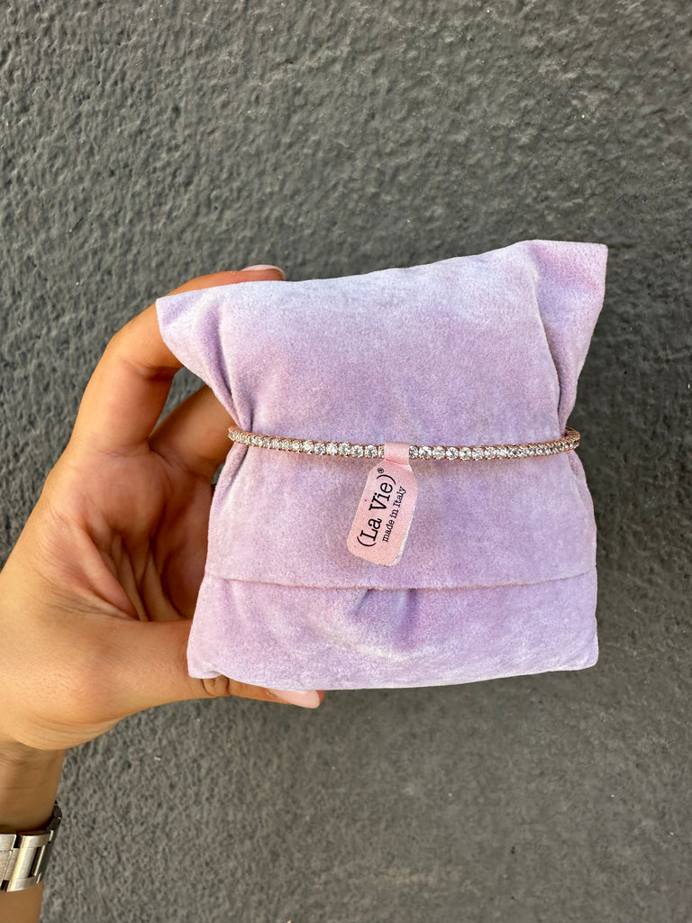 La Vie•Bracciale tennis cuore zirconi bianchi