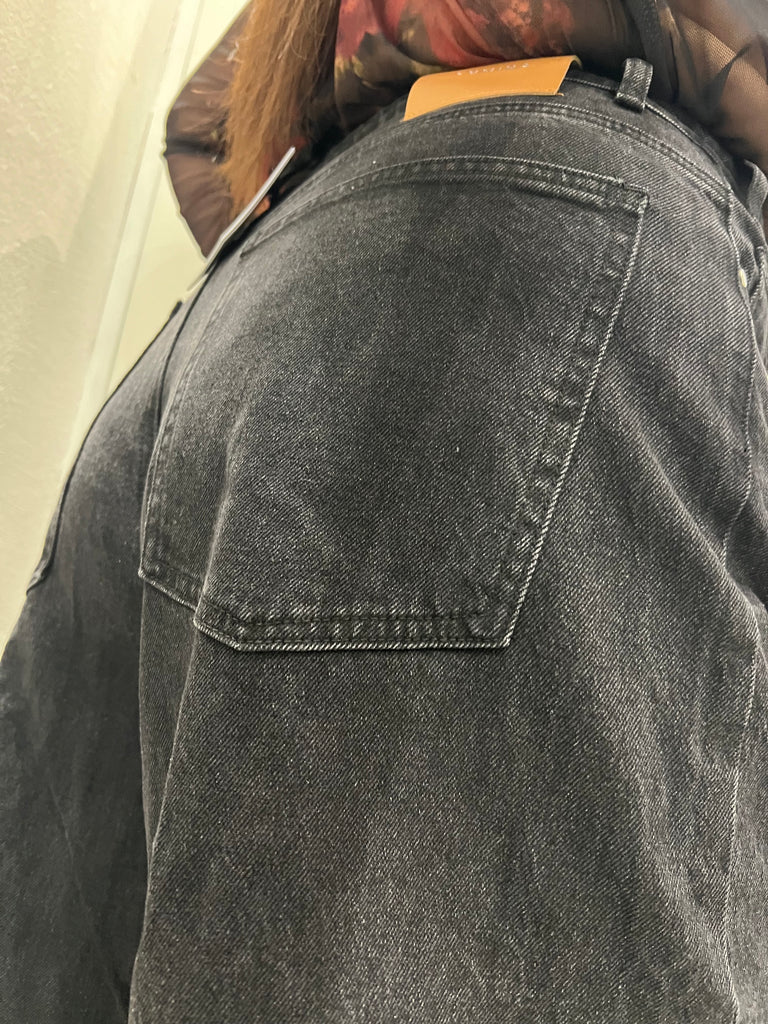 LUMINA•Jeans ampio nero abbottonatura asimmetrica