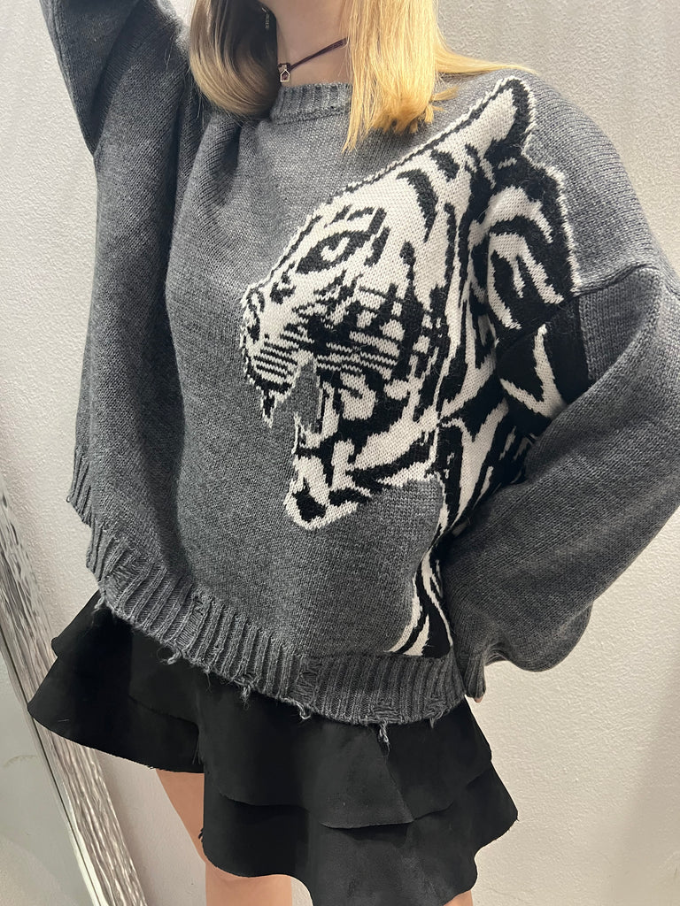 HaveOne•Maglione rotture tigre•Più colori