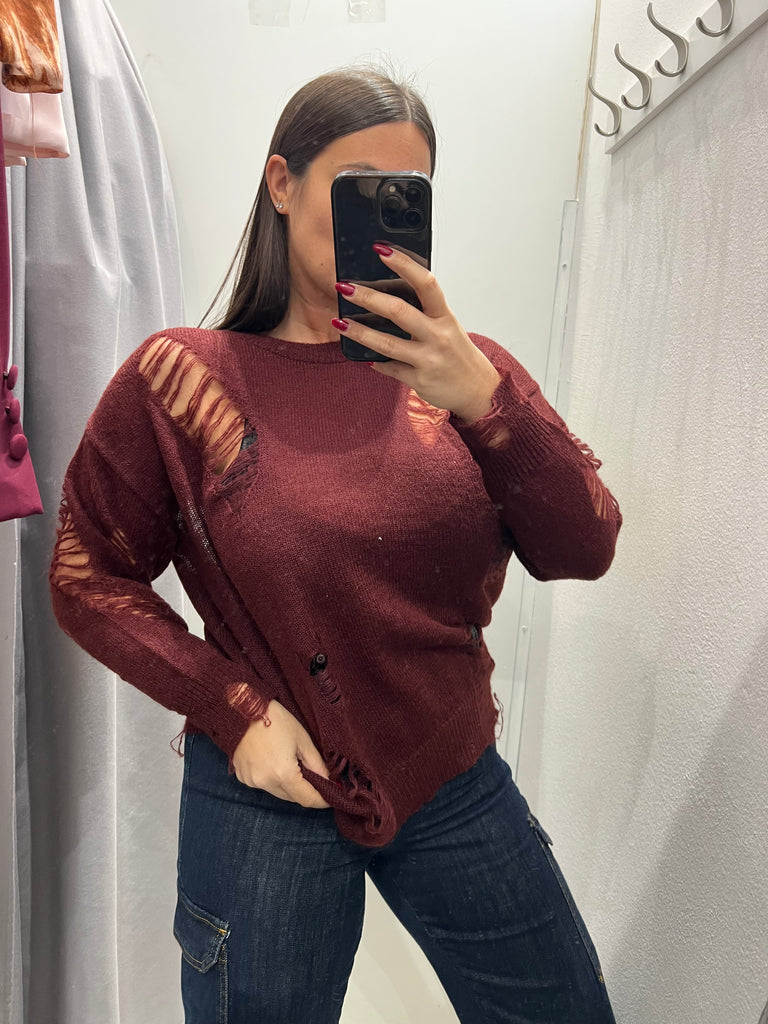🚨KONTATTO•Maglione lungo con rotture•Più colori