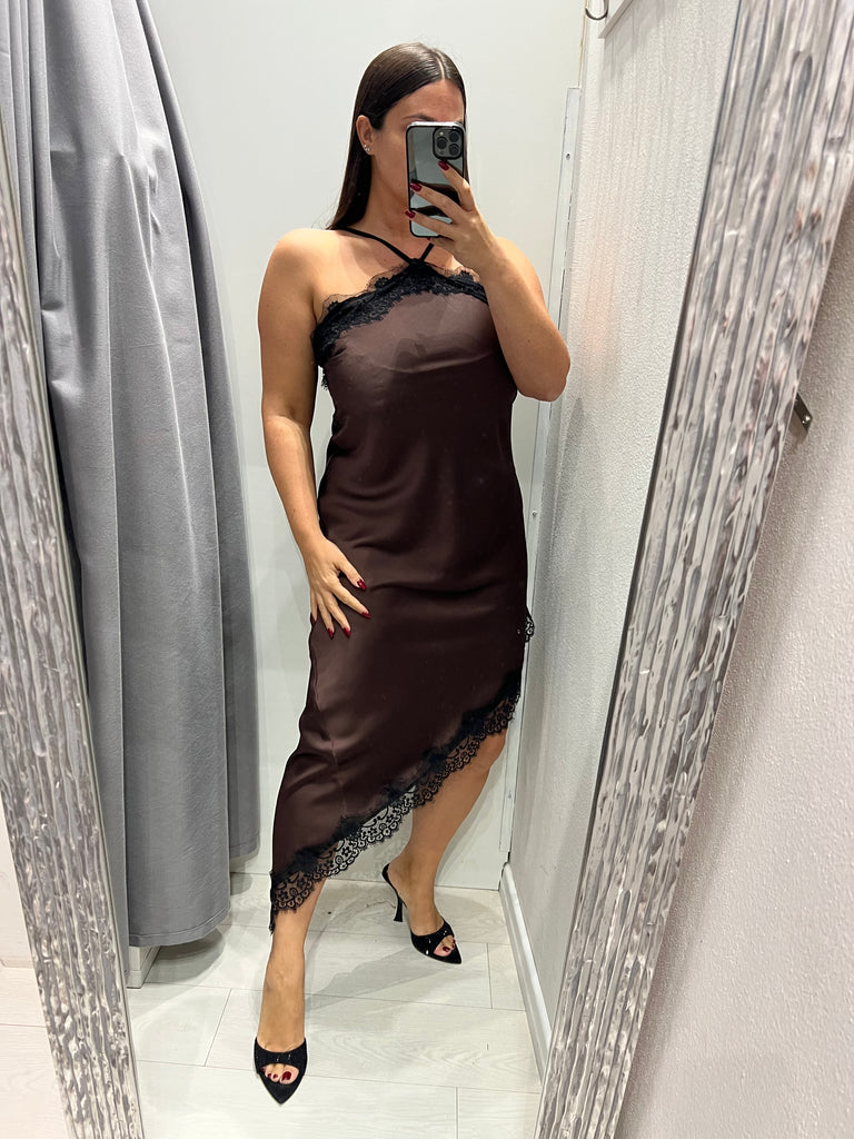 HaveOne•Abitino lingerie asimmetrico moro pizzo