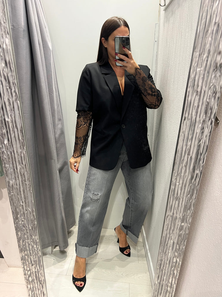 HaveOne•Jeans Mandy grigio slavato con rotture