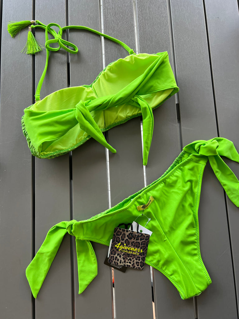 🚨4giveness-Bikini fascia e slip lacci pizzo verde