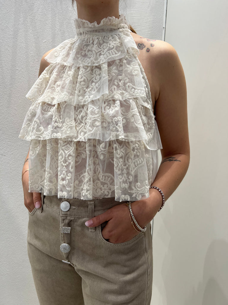 ✅Have One•Canotta top in pizzo a balze1