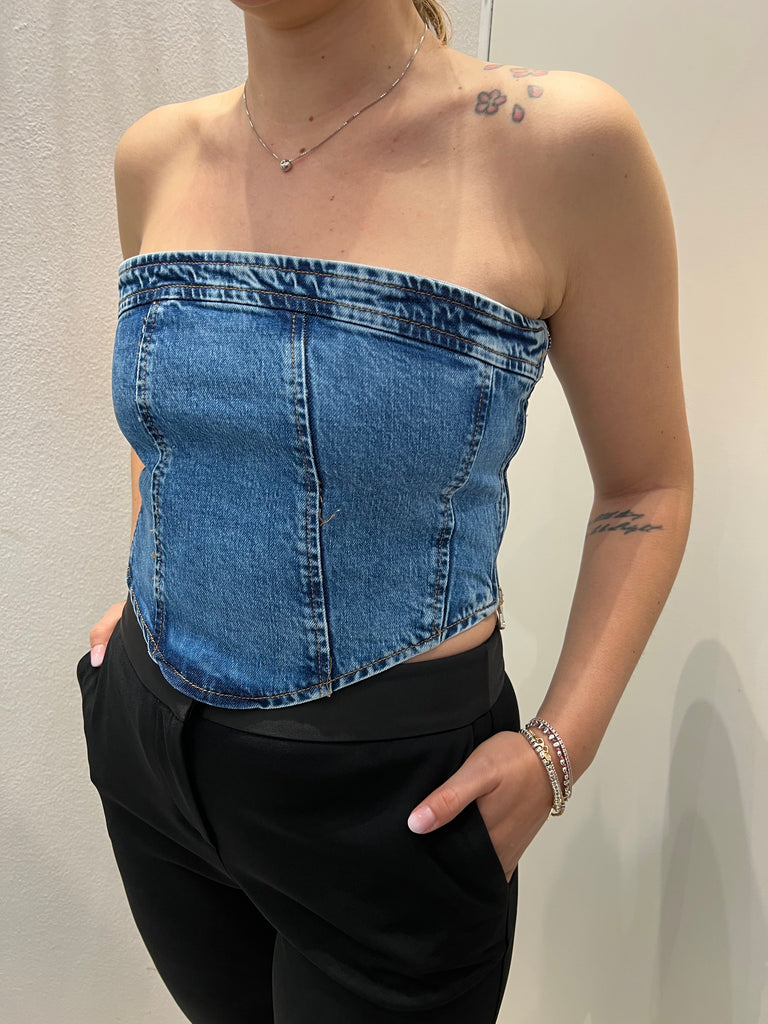 Vicolo-Top bustino in jeans