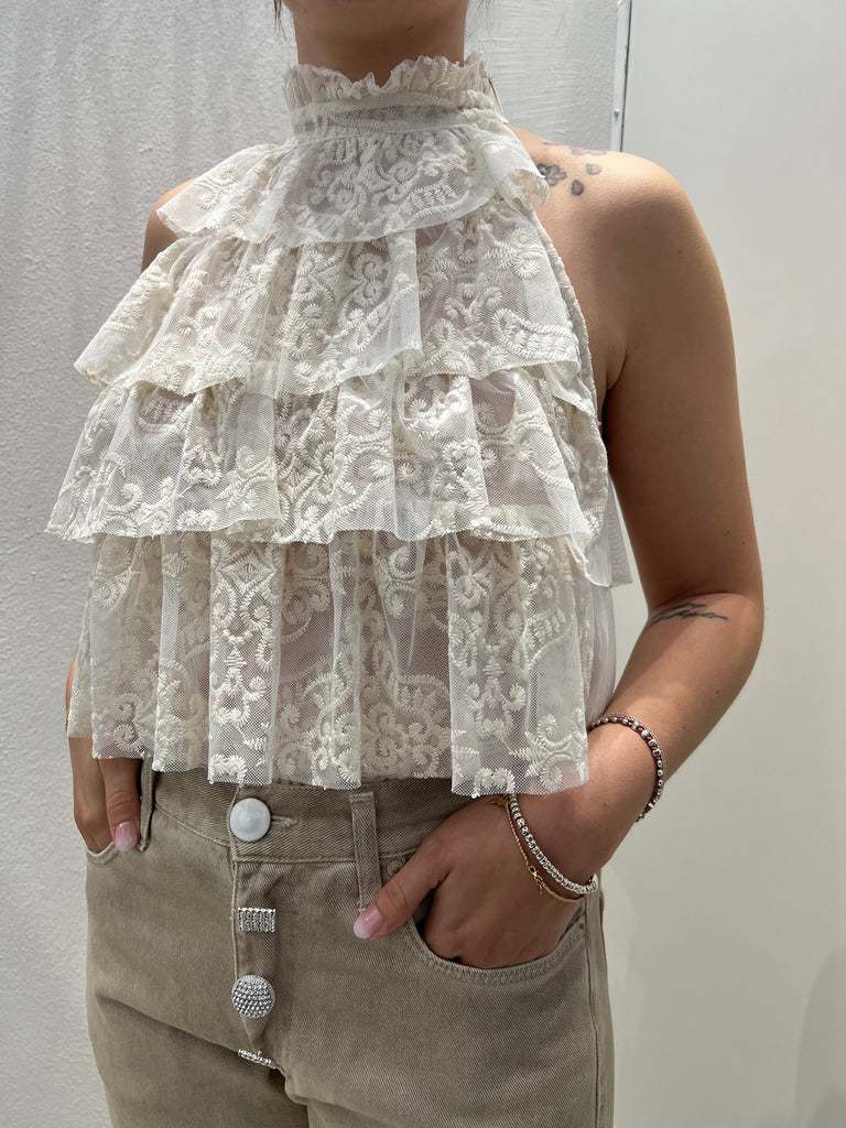 Have One•Canotta in pizzo a balze