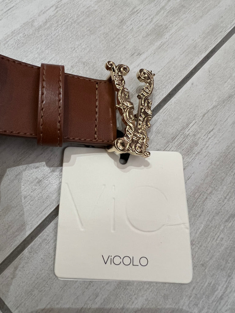 Vicolo-Cintura in vera pelle con fibbia V intarsiata-Più colori