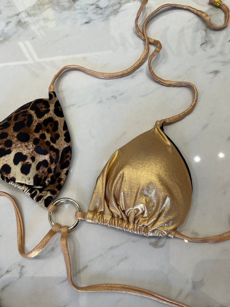 🚨4giveness-Bikini triangolo e slip Gold animalier