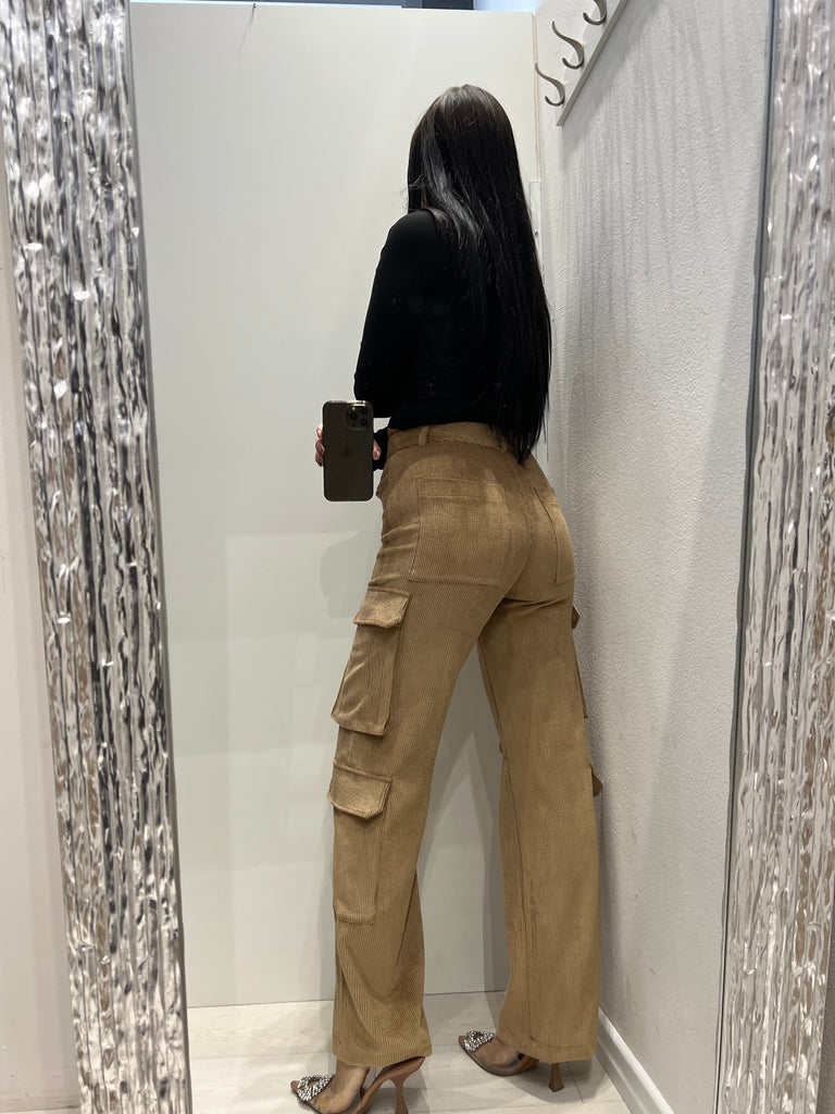 Vicolo Pantalone cargo cammello in velluto Maison Mal