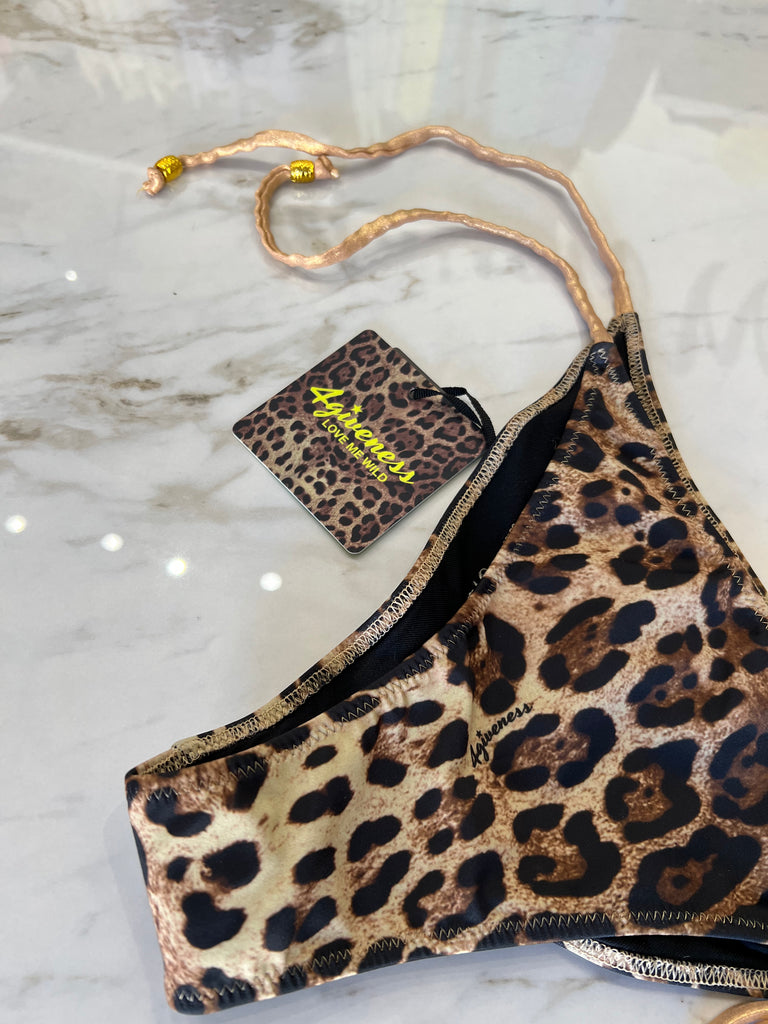 🚨4giveness-Bikini triangolo e slip Gold animalier