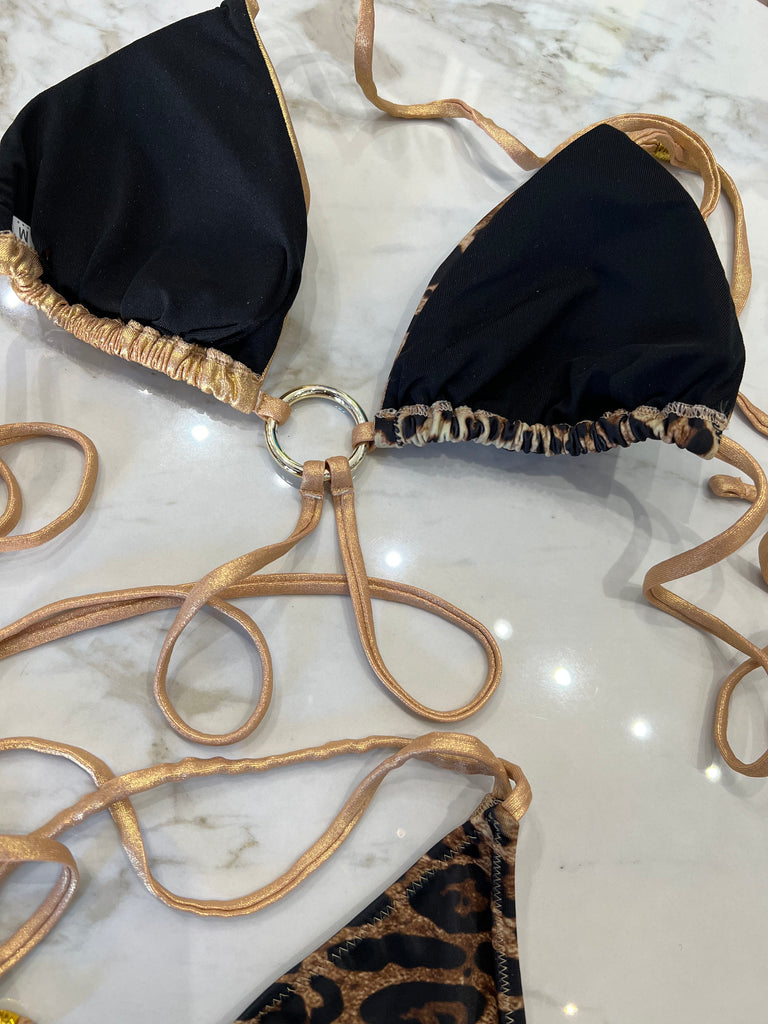 🚨4giveness-Bikini triangolo e slip Gold animalier