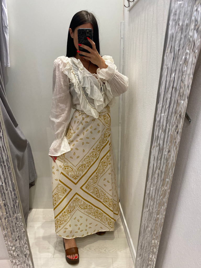 Have One Gonna bandana bianca stampa senape