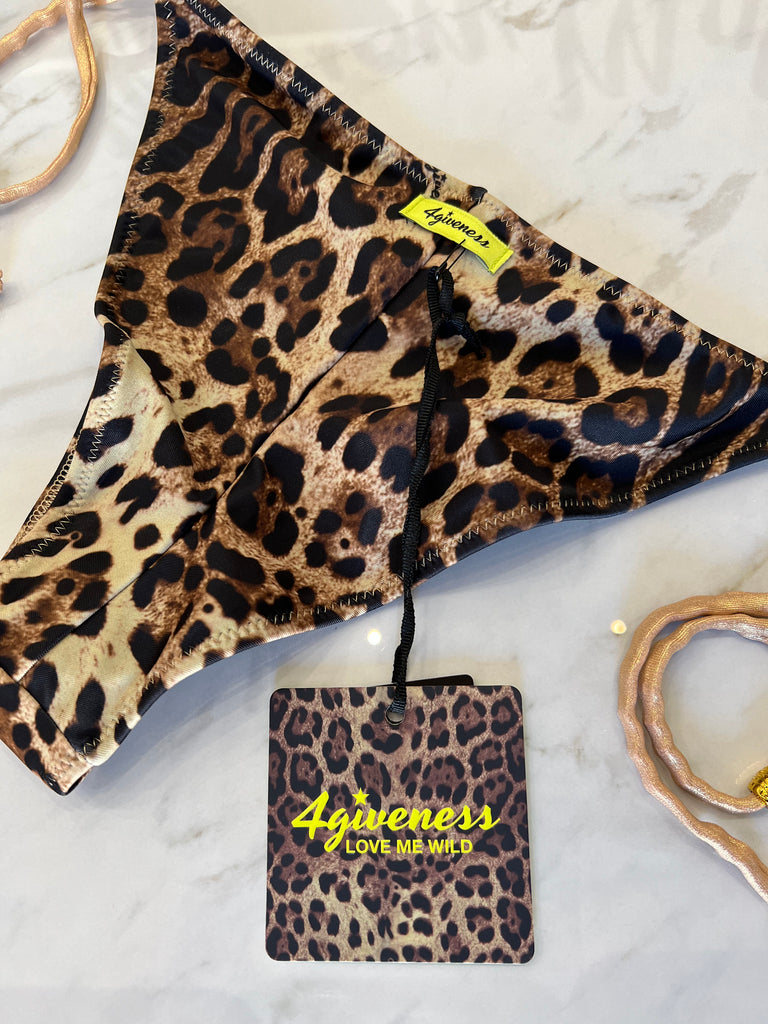 🚨4giveness-Bikini triangolo e slip Gold animalier