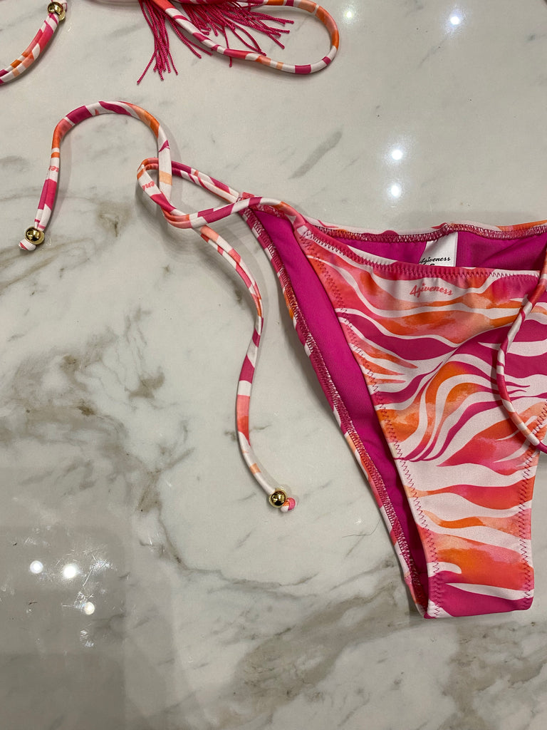 🚨4giveness-Bikini Pink zebra triangolo con frange