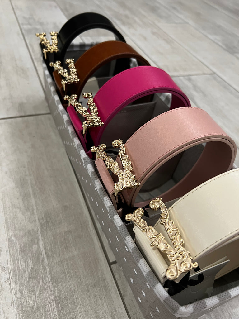 Vicolo-Cintura in vera pelle con fibbia V intarsiata-Più colori