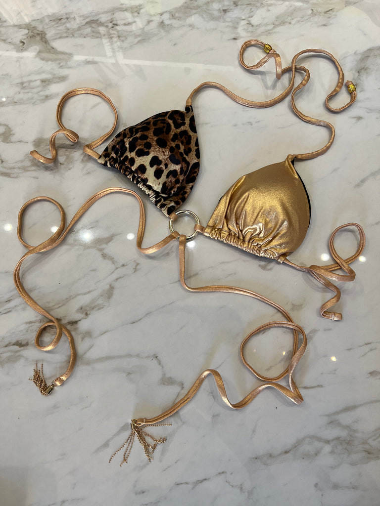 🚨4giveness-Bikini triangolo e slip Gold animalier